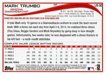 2014 Topps Update - Walmart Blue Border #US-32 Mark Trumbo Back