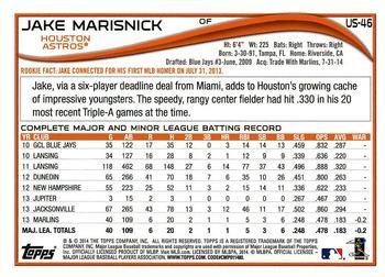 2014 Topps Update - Walmart Blue Border #US-46 Jake Marisnick Back