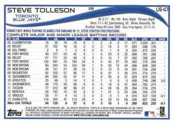 2014 Topps Update - Walmart Blue Border #US-47 Steve Tolleson Back