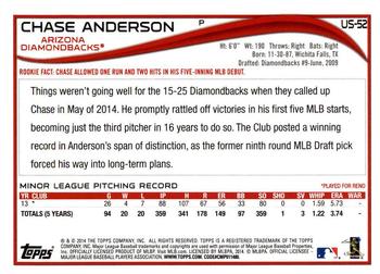 2014 Topps Update - Walmart Blue Border #US-52 Chase Anderson Back