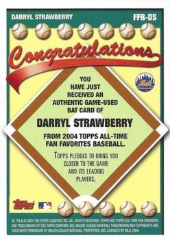 2004 Topps All-Time Fan Favorites - Relics #FFR-DS Darryl Strawberry Back