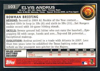 2010 Bowman #103 Elvis Andrus Back