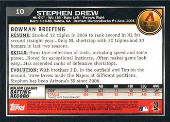 2010 Bowman #10 Stephen Drew Back