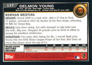 2010 Bowman #137 Delmon Young Back