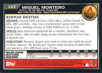 2010 Bowman #143 Miguel Montero Back