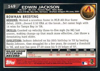 2010 Bowman #149 Edwin Jackson Back