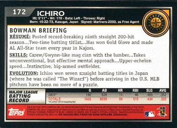 2010 Bowman #172 Ichiro Back