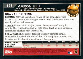 2010 Bowman #173 Aaron Hill Back