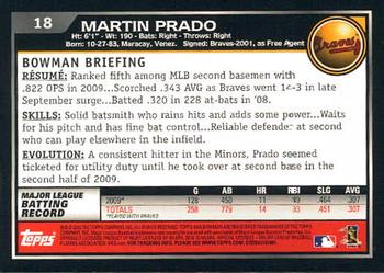 2010 Bowman #18 Martin Prado Back