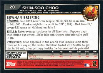 2010 Bowman #20 Shin-Soo Choo Back