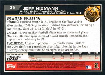 2010 Bowman #26 Jeff Niemann Back