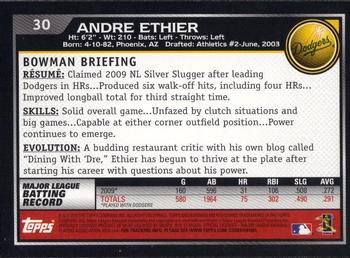 2010 Bowman #30 Andre Ethier Back