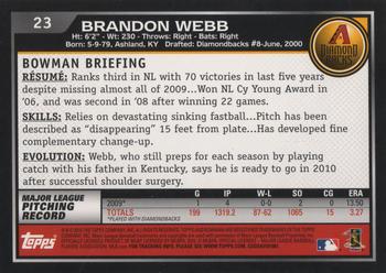 2010 Bowman #23 Brandon Webb Back