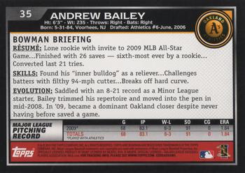 2010 Bowman #35 Andrew Bailey Back