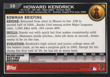 2010 Bowman #38 Howie Kendrick Back
