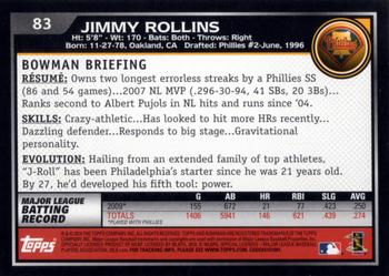 2010 Bowman #83 Jimmy Rollins Back