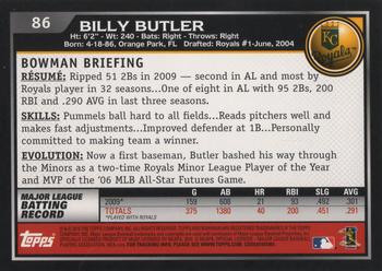 2010 Bowman #86 Billy Butler Back
