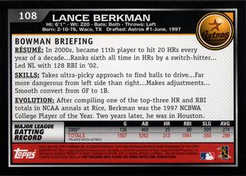 2010 Bowman #108 Lance Berkman Back