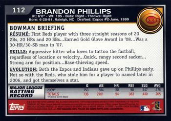 2010 Bowman #112 Brandon Phillips Back