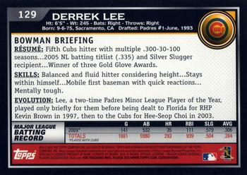 2010 Bowman #129 Derrek Lee Back