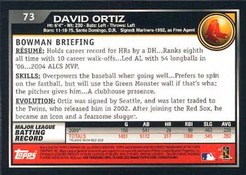 2010 Bowman #73 David Ortiz Back