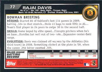 2010 Bowman #77 Rajai Davis Back