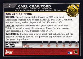 2010 Bowman #7 Carl Crawford Back