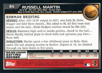 2010 Bowman #84 Russell Martin Back