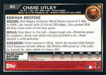 2010 Bowman #90 Chase Utley Back