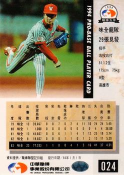 1994 CPBL #024 Chien-Fa Chang Back
