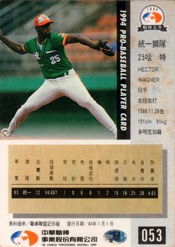 1994 CPBL #053 Hector Wagner Back