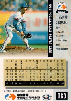 1994 CPBL #063 Ming-Shan Kang Back