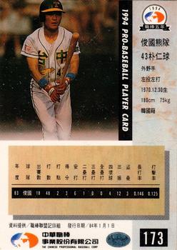 1994 CPBL #173 Lin-Cho Pu Back