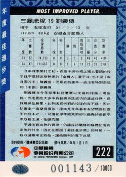 1994 CPBL #222 Yi-Chuan Liu Back