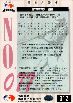 1994 CPBL #312 Chin-Hsing Kuo / Scott May Back