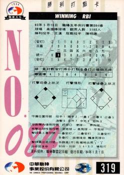 1994 CPBL #319 Kuo-Chang Luo Back
