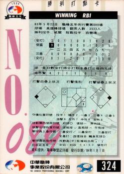 1994 CPBL #324 Shi-Hsien Wu Back