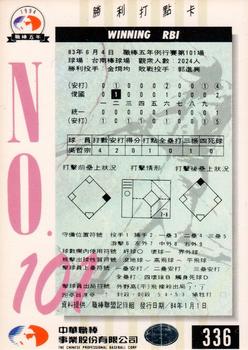 1994 CPBL #336 Zhe-Zong Wu Back