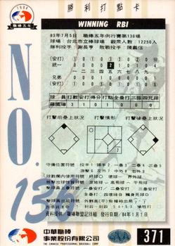 1994 CPBL #371 Kuo-Chang Luo Back