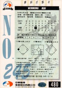1994 CPBL #480 Chien-Hsun Chang Back