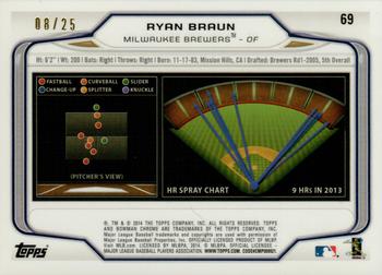 2014 Bowman Chrome - Orange Refractors #69 Ryan Braun Back