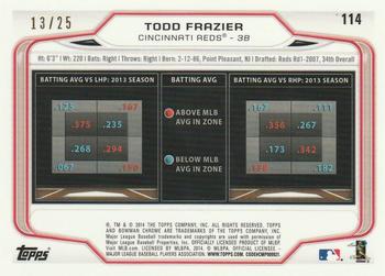 2014 Bowman Chrome - Orange Refractors #114 Todd Frazier Back