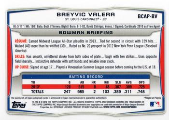 2014 Bowman Chrome - Prospect Autographs #BCAP-BV Breyvic Valera Back