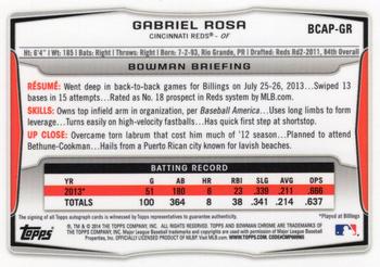 2014 Bowman Chrome - Prospect Autographs #BCAP-GR Gabriel Rosa Back