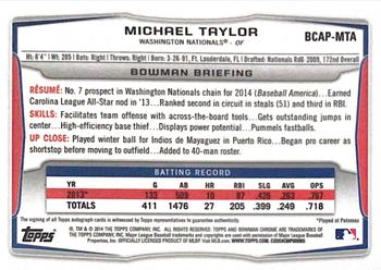 2014 Bowman Chrome - Prospect Autographs #BCAP-MTA Michael Taylor Back