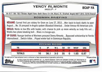 2014 Bowman Chrome - Prospect Autographs #BCAP-YA Yency Almonte Back