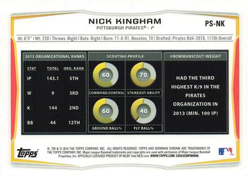 2014 Bowman Chrome - Prospects Short Prints #PS-NK Nick Kingham Back