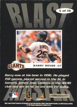 1997 Score - Blast Masters #5 Barry Bonds Back