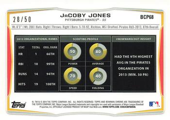 2014 Bowman Chrome - Prospects Gold Refractors #BCP68 JaCoby Jones Back