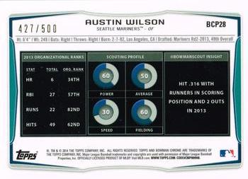 2014 Bowman Chrome - Prospects Refractors #BCP28 Austin Wilson Back